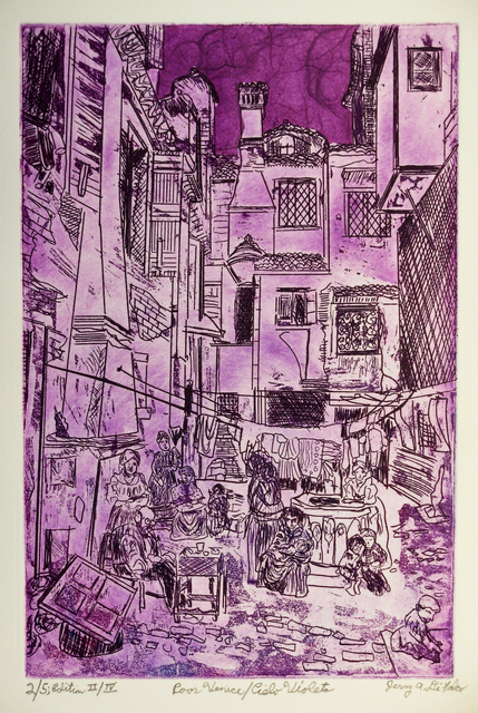 Jerry  Di Falco  'Poor Venice Cielo Violeta', created in 2016, Original Watercolor.