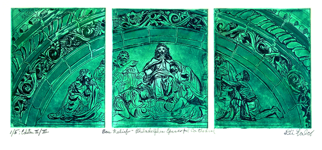 Jerry  Di Falco  'Relief  Philadelphia Episcopal Cathedral', created in 2016, Original Watercolor.