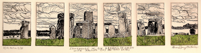 Jerry  Di Falco  'STONEHENGE WITH FALLING SKY', created in 2012, Original Watercolor.