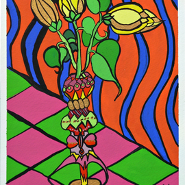 Jerry  Di Falco: 'The Perceptive Vase of Huxley', 2015 Other Painting, Outsider. Artist Description: The title of the painting is HUXLEYaEURtmS PERCEPTIVE VASE, which was executed with Dutch Gouache on Arches Watercolor paper, Cold Press and 140 pound. Image size is 9 Inches high by 7 inches wide, or 22. 860cm x 17. 780cm. The unframed work on paper measures 10 ...