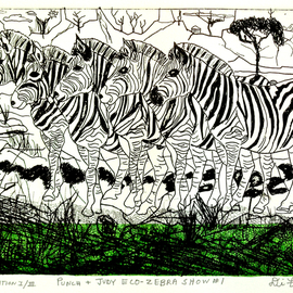 Jerry  Di Falco Artwork The Punch and Judy Eco Zebra Show Number One, 2015 Etching, Animals