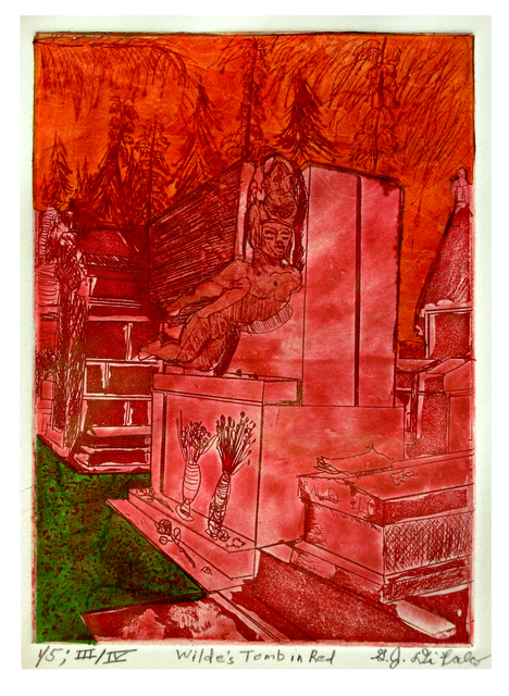 Artist Jerry  Di Falco. 'The Wilde Tomb In Red' Artwork Image, Created in 2016, Original Digital Art. #art #artist