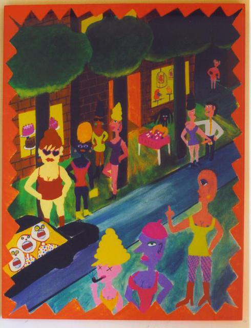 Artist Jerry  Di Falco. 'The Wonderbread Family Makes A Wrong Turn In Barcelona Off Las Ramblas' Artwork Image, Created in 1988, Original Digital Art. #art #artist