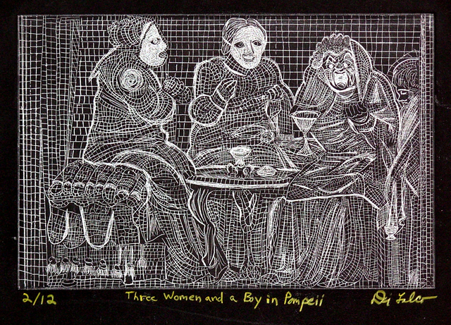 Jerry  Di Falco  'Three Women And A Boy In Pompeii', created in 2010, Original Digital Art.