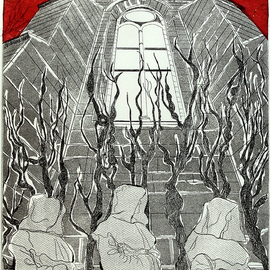 Jerry  Di Falco Artwork Trinity Meditation with Blood Sky, 2012 Etching, Ethereal