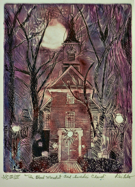Artist Jerry  Di Falco. 'Blood Moon At Swedes Church' Artwork Image, Created in 2020, Original Digital Art. #art #artist