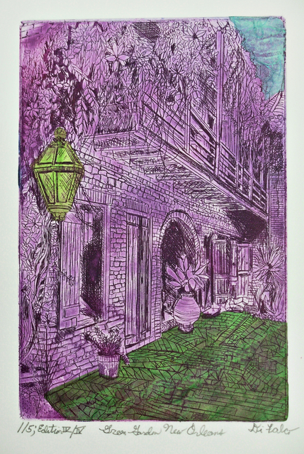 Artist Jerry  Di Falco. 'Green Garden New Orleans' Artwork Image, Created in 2017, Original Digital Art. #art #artist
