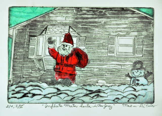 Artist Jerry  Di Falco. 'Inflate Mr Santa In New Jersey' Artwork Image, Created in 2020, Original Watercolor. #art #artist