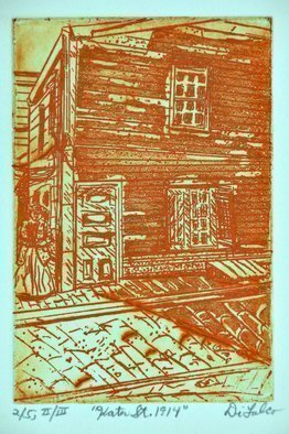 Jerry  Di Falco: 'kater street', 2019 Intaglio, Cityscape. Title is KATER STREET, 1914.  This sceneaEUR