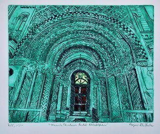 Jerry  Di Falco: 'masonic christmas portal', 2019 Etching, Architecture. The image in this hand printed etching by Di Falco, which was adapted from his 1998 photos taken during a tour of the Philadelphia Masonic Temple, represents one of the cityaEURtms most accomplished architectural wonders.  The etching, executed on a zinc plate, has only FOUR EDITIONS, and each edition ...