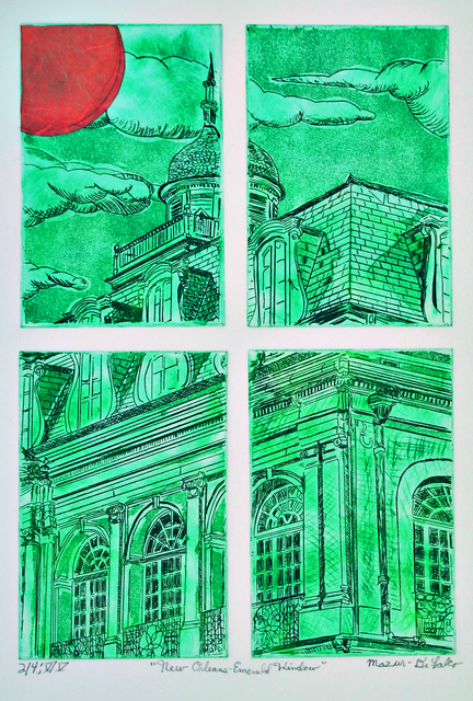 Jerry  Di Falco  'New Orleans Emerald Window', created in 2019, Original Watercolor.