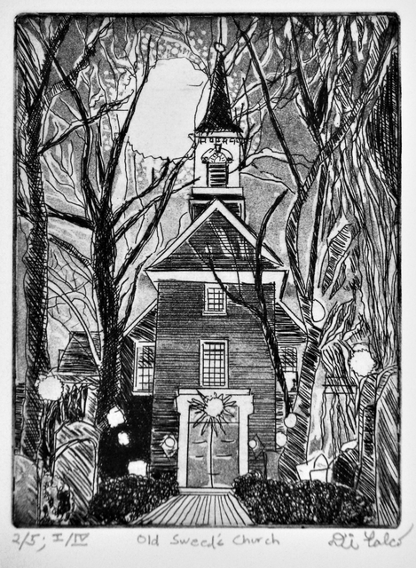 Artist Jerry  Di Falco. 'Old Swedes Church Philadelphia' Artwork Image, Created in 2020, Original Watercolor. #art #artist