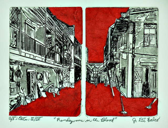 Jerry  Di Falco  'Rondezvous In Red', created in 2018, Original Watercolor.