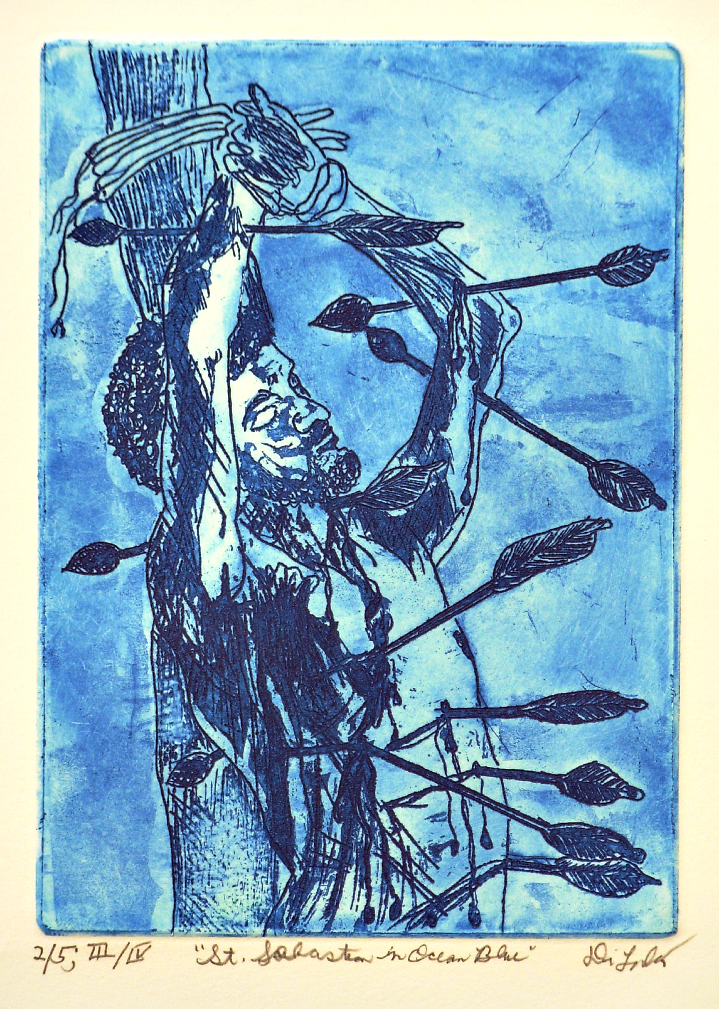 Saint Sebastian In Blue Etching Print By Jerry Di Falco ...
