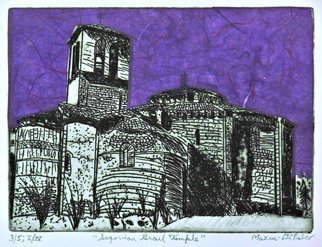 Jerry  Di Falco: 'segovian grail temple', 2019 Etching, Architecture. Etching.  Hand pulled etching by artist, Jerry Mazur- DiFalco, was created at the Center For Works on Paper, Fleisher Art s Open Studio in Printmaking, in Philadelphia, Pennsylvania.  This is the first of four editions, and each edition is limited to only five works.  The media includes oil base etching ...