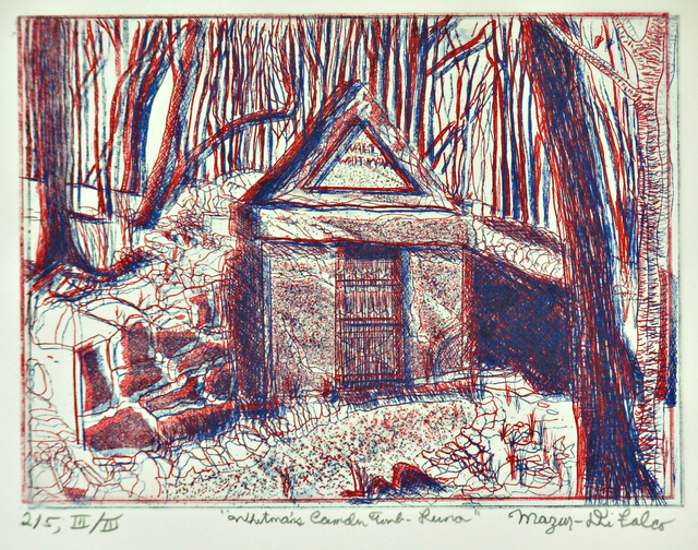 Jerry  Di Falco  'Walt Whitman Tomb In 3 D', created in 2019, Original Watercolor.