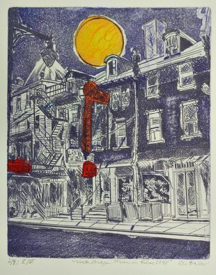 Jerry  Di Falco: 'water dragon lilac moon', 2019 Etching, Cityscape. ABOUT THE ARTISTaEURtmS ETCHINGSDiFalco first creates a number of original drawings, which are usually based upon the narrative and documentation- centric images, which he discovers through his research into the photographic and digital archives of universities, libraries, governments, and historical societies.  Herein now, the artist outlines some details about ...