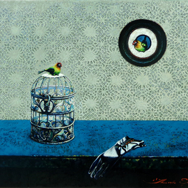 Ghenadie Sontu: 'Lovebirds', 2015 Oil Painting, Still Life. Artist Description: Lovebirds - still life, oil painting by Ghenadie Sontu...