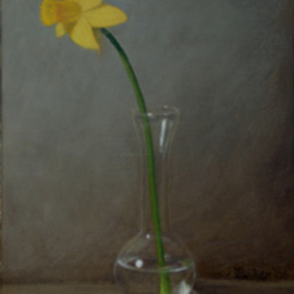 Karen Parker: 'Yellow Daffy', 2007 Oil Painting, Floral. Artist Description:  Old Master's treatment of a floral still life. ...