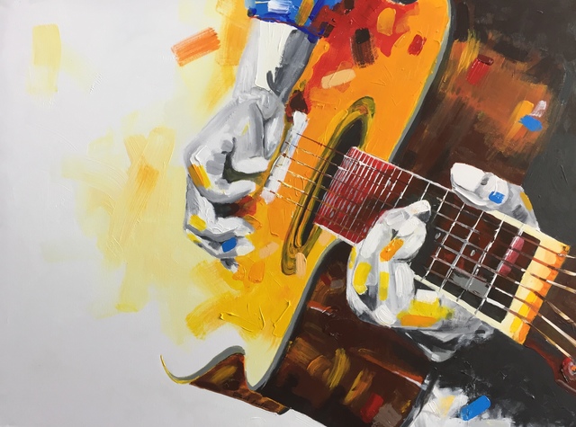 Gilbert Loutfi  'The Six Strings Story', created in 2019, Original Painting Oil.
