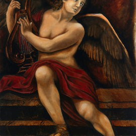 Giorgio Tuscani: 'Your Soul Whipers My Music', 2008 Oil Painting, Romance. Artist Description:  The music that He plays and writes is inspired by the one that He loves. . . One can walk on air and move mountains when in love.   ...