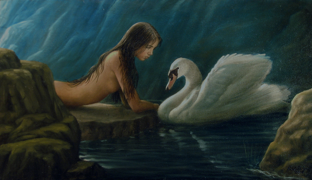 Artist Rapiti Giovanni. 'Leda And The Swan, Platonic' Artwork Image, Created in 2008, Original Painting Oil. #art #artist
