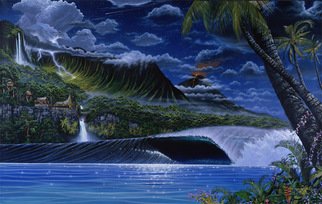 Steven Power: 'HANALEI BAY', 1994 Giclee, Seascape. TROPICAL FANTASYSURF INSPRED...