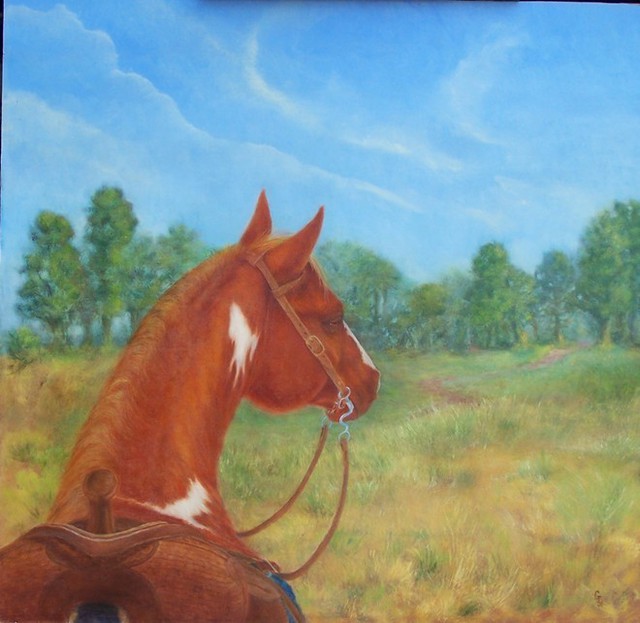 Georgina Love  'The View From The Saddle Is Always Good', created in 2008, Original Painting Oil.