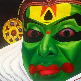 Gopumon Tk: 'kathakali', 2016 Acrylic Painting, Dance. Artist Description: Handmade acrylic painting of one of the major forms of classical Indian dance...