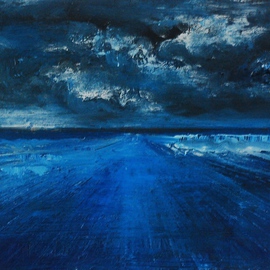 Goran Petmil: 'WINTER STORM', 2013 Oil Painting, Beach. Artist Description:  THE BEACH, PAINTING OF THE BEACH IN THE WINTER. STORMY SAKY. THE HORIZON, OIL ON CANVAS   ...