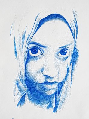 Grace Ryser: 'Blue Stipling', 2011 Pen Drawing, undecided. Artist Description:  blue pen ...