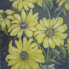 Ghassan Rached: 'Black eyed Susan', 2005 Oil Painting, Floral. Artist Description:  Oil Painting by Ghassan Rached on medium grain canvas panel. ...