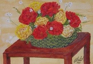 Artist Ghassan Rached. 'Carnations' Artwork Image, Created in 1996, Original Painting Oil. #art #artist