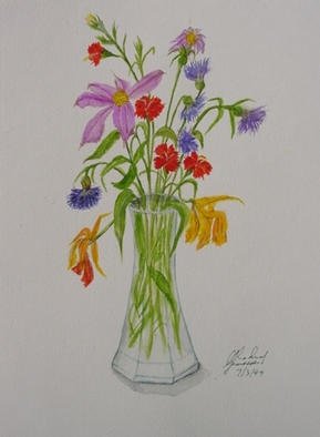 Ghassan Rached: 'Flower Assortment', 1999 Watercolor, Floral. Watercolor paintimg by Ghassan Rached...