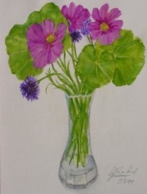 Ghassan Rached: 'From My Garden', 1999 Watercolor, Floral. 