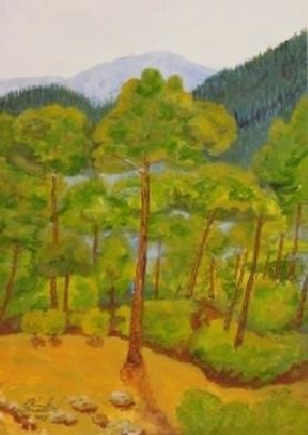 Ghassan Rached: 'Pine Trees', 2001 Watercolor, Landscape. 