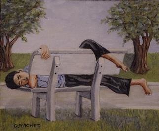 Artist Ghassan Rached. 'Seista In The Park' Artwork Image, Created in 2001, Original Painting Oil. #art #artist