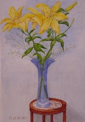 Ghassan Rached: 'Two Lilies', 2000 Watercolor, Floral. 
