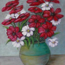 Ghassan Rached: 'Vase 8', 2004 Oil Painting, Floral. Artist Description: Oil Painting by Ghassan Rached, 2004, 20x16 inches. ...