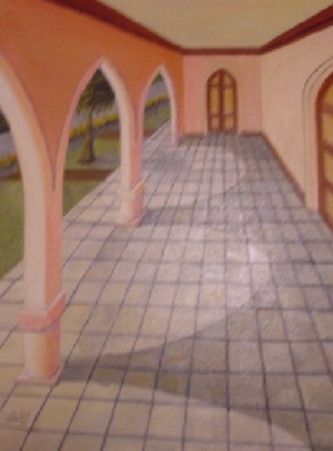 Ghassan Rached  'Village House', created in 1997, Original Painting Oil.