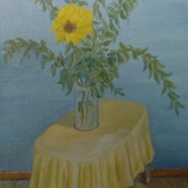 Ghassan Rached: 'Yellow Flower', 1995 Oil Painting, Floral. Artist Description: Oil Painting by Ghassan Rached...