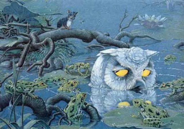 Bernhard Oberdieck  'White Owl', created in 2005, Original Watercolor.