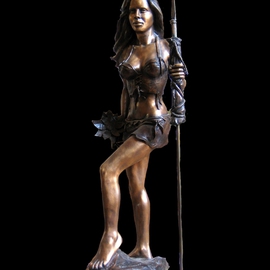 Frederic Clerc-renaud: 'Jeromine', 2010 Bronze Sculpture, Figurative. Artist Description:        figurative bronze sculpture with walnut patina     ...