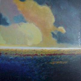 Angel Alejandro: 'Horizon I', 2002 Acrylic Painting, Seascape. Artist Description: Sea & Clouds  Blues & Yellows...
