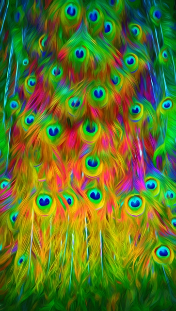 Artist Db Jr. 'Peacock FEATHERS' Artwork Image, Created in 2016, Original Digital Painting. #art #artist