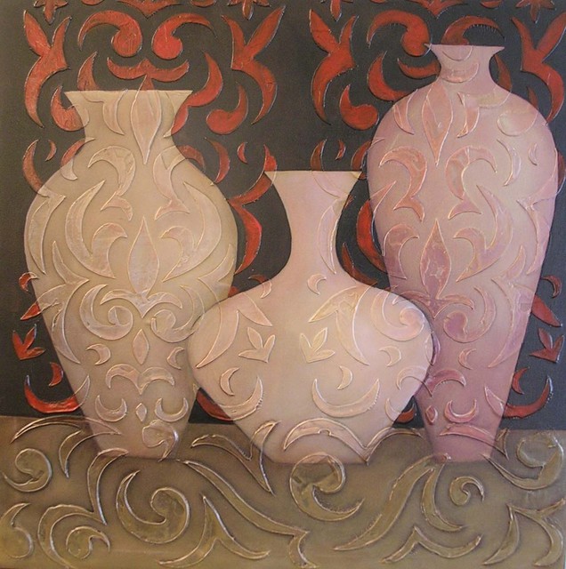 Artist Greg Ottlinger. 'Textured Vases1' Artwork Image, Created in 2007, Original Painting Acrylic. #art #artist