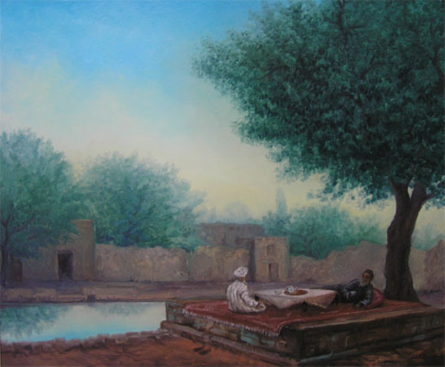 Roman Gumanyuk  'East Yard', created in 2007, Original Painting Oil.