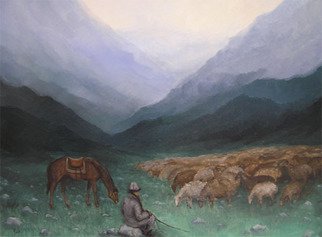 Roman Gumanyuk: 'Shepherd', 2006 Oil Painting, Culture.  asia, mountains, shepherd, culture ...
