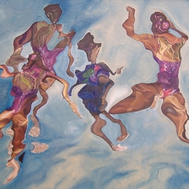 Istvan Gyebnar: 'Transformation', 2009 Oil Painting, Abstract Figurative. Artist Description:  water swimming bodies heaven souls sky ...