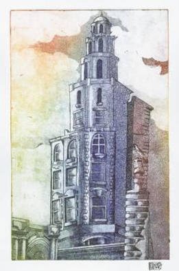 Gonzalo Di Paolo: 'Atardecer', 2003 Etching, Architecture. 